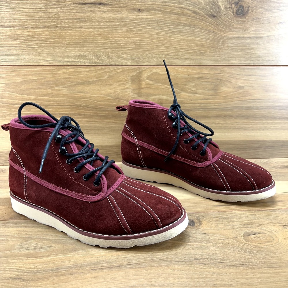 Generic Surplus Mens Boots‎ Size 8 Burgundy Suede Duck Boot Lace Up